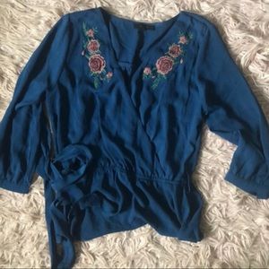 Blue floral blouse